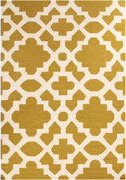 Flat Weave Trellis Design Green White Rug - Fantastic Rugs