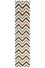 Flat Weave Chevron Design Rug Blue Brown - Fantastic Rugs