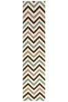 Flat Weave Chevron Design Rug Blue Brown - Fantastic Rugs