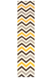 Flat Weave Design Rug Yellow Brown - Fantastic Rugs