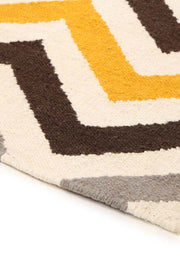 Flat Weave Design Rug Yellow Brown - Fantastic Rugs