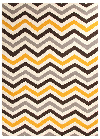 Flat Weave Design Rug Yellow Brown - Fantastic Rugs