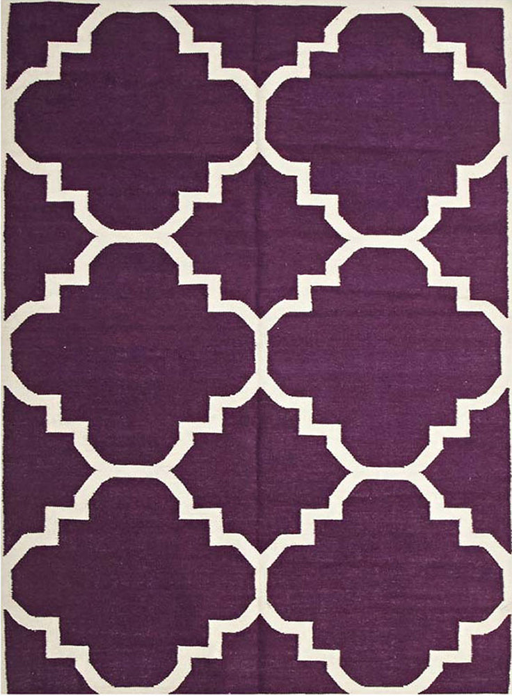 Flat Weave Large Moroccan Design Rug Aubergine - Fantastic Rugs