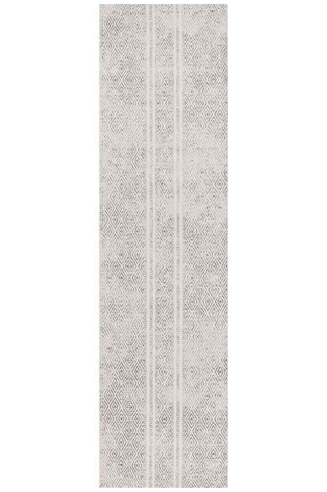 Oasis Salma White And Grey Tribal Runner Rug