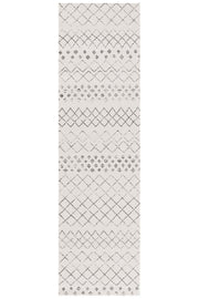 Oasis Selma White Grey Tribal Runner Rug