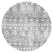 Oasis Ismail White Blue Rustic Round Rug