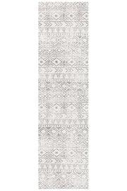 Oasis Ismail White Grey Rustic Runner Rug