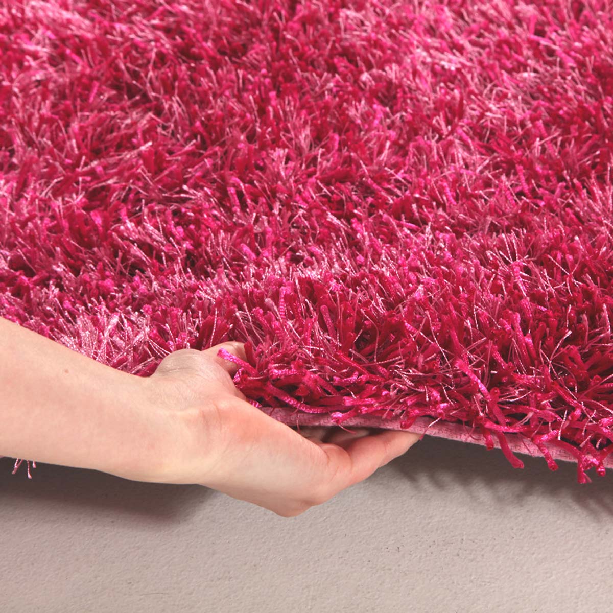 Metallic Thick, Thin Shag Rug Fuchsia - Fantastic Rugs