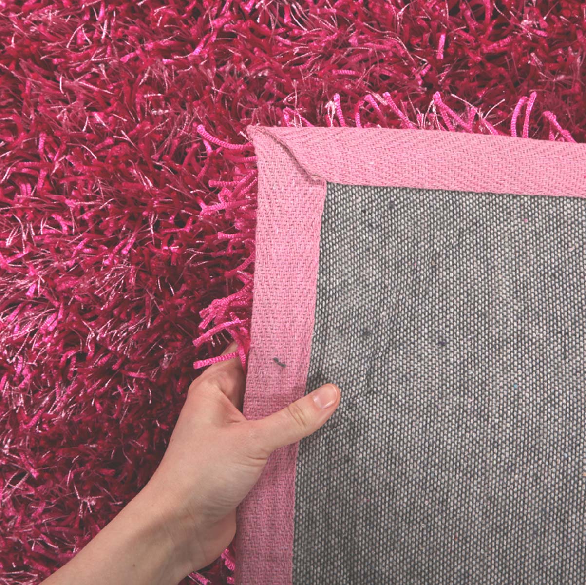 Metallic Thick, Thin Shag Rug Fuchsia - Fantastic Rugs