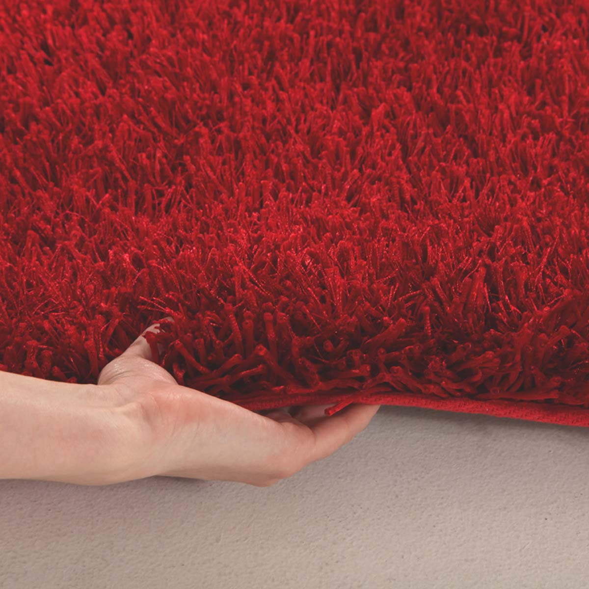 Metallic Thick, Thin Shag Rug Red - Fantastic Rugs