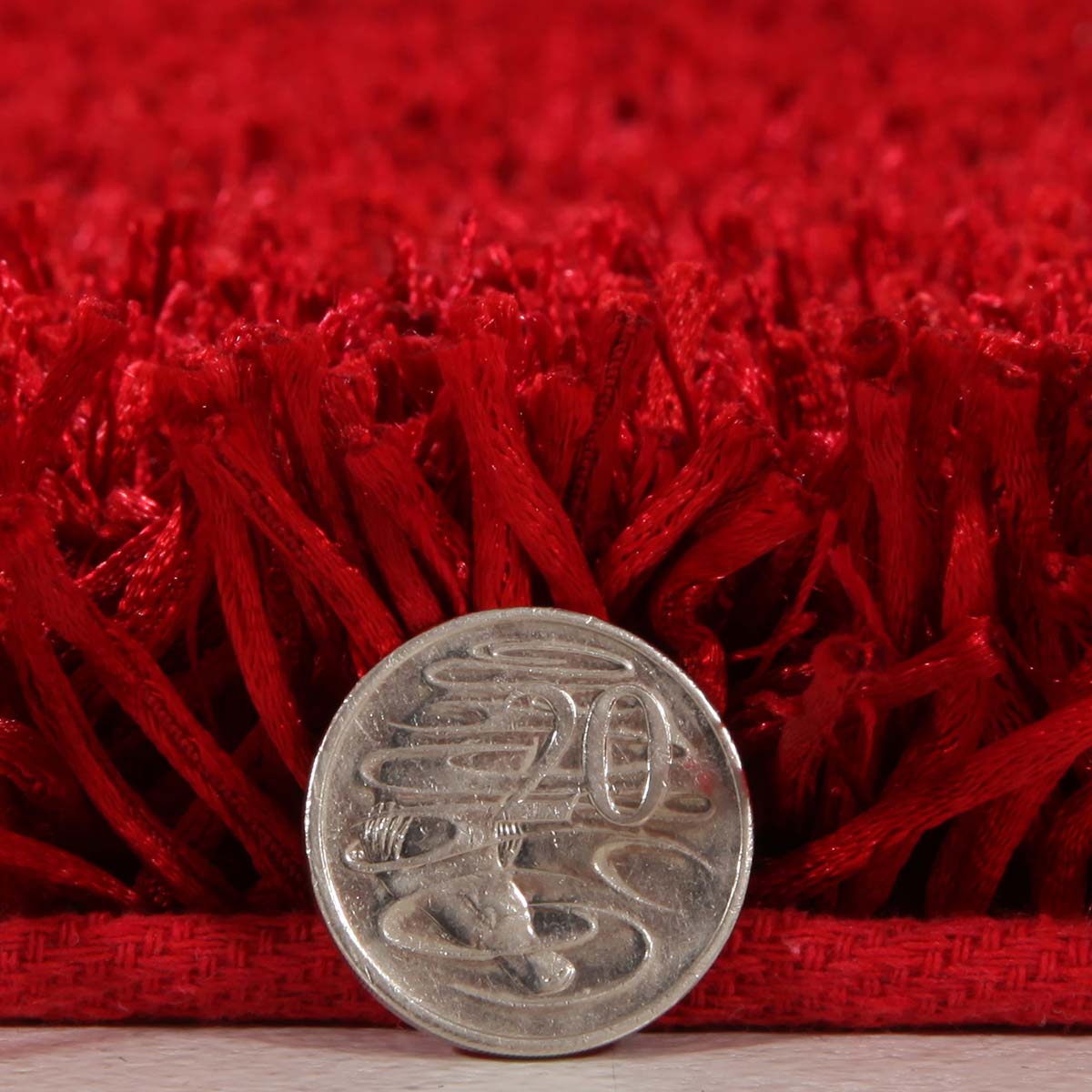 Metallic Thick, Thin Shag Rug Red - Fantastic Rugs