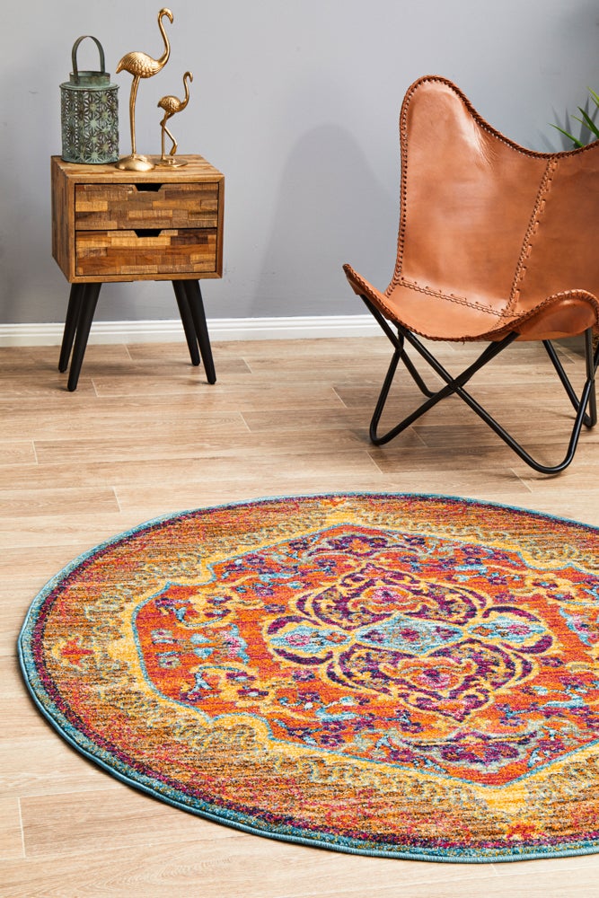 Radiance 422 Tangerine Round Rug