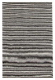 Oskar Felted Wool Striped Rug Black White - Fantastic Rugs