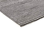 Oskar Felted Wool Striped Rug Black White - Fantastic Rugs