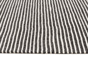 Oskar Felted Wool Striped Rug Black White - Fantastic Rugs