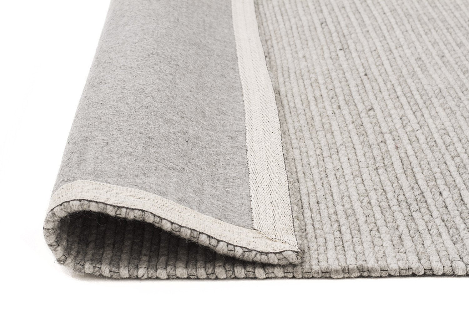 Oskar Felted Wool Striped Rug Grey - Fantastic Rugs