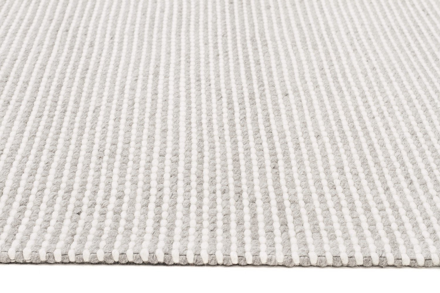 Oskar Felted Wool Striped Rug Grey White - Fantastic Rugs