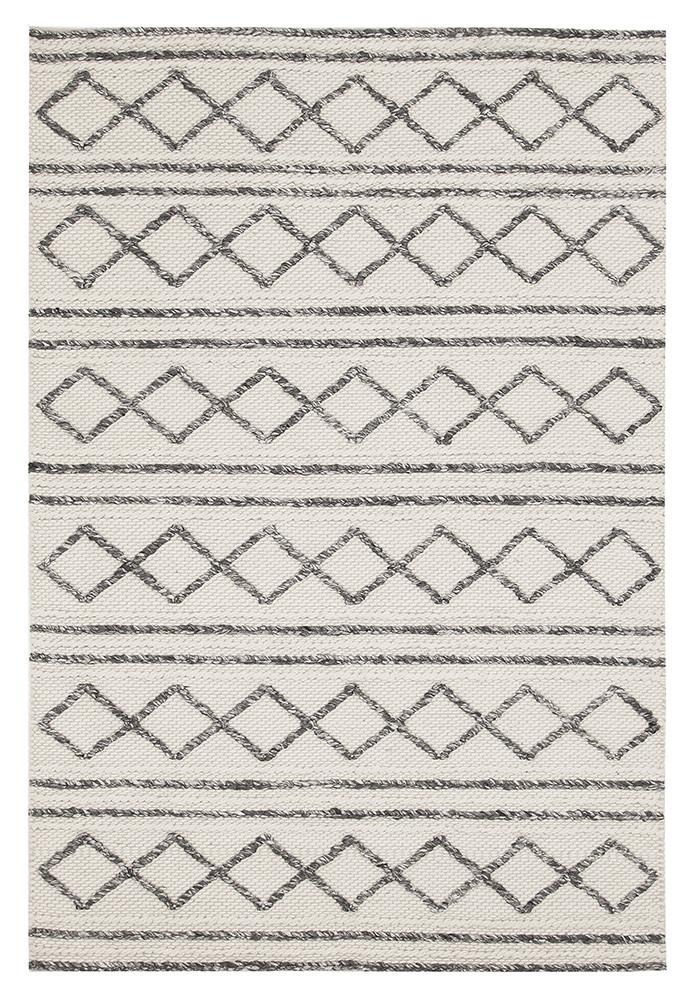 Milly Textured Woollen Rug White Grey - Fantastic Rugs