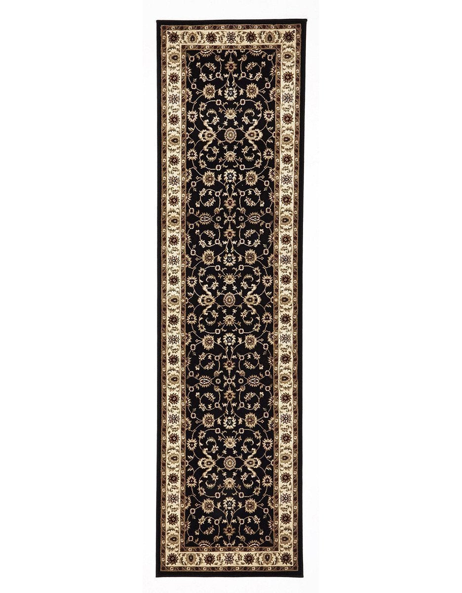 Sydney Classic Runner Black With Ivory Border Runner Rug