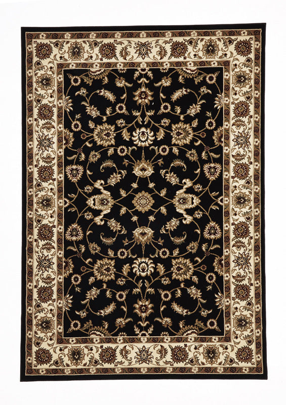 Classic Rug Black with Ivory Border - Fantastic Rugs