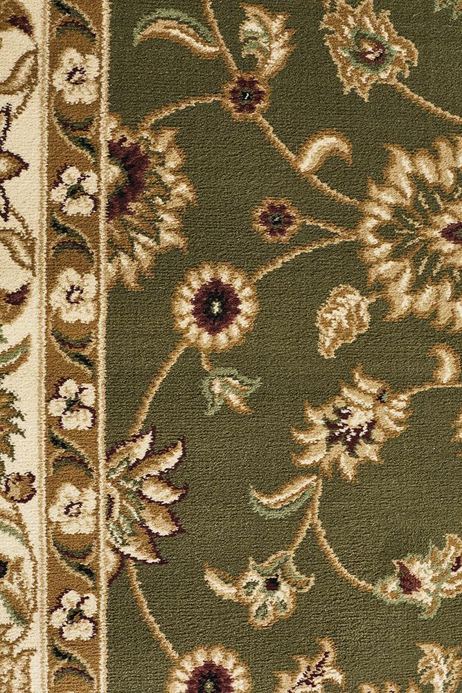 Sydney Collection Classic Rug Green With Ivory Border