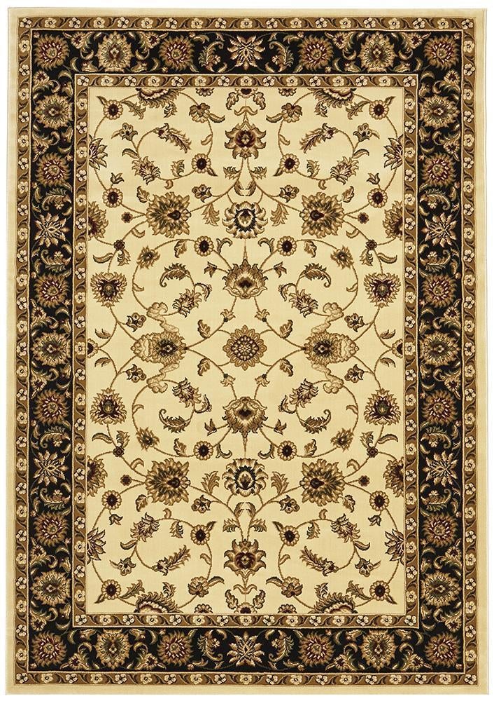 Sydney Collection Classic Rug Ivory With Black Border