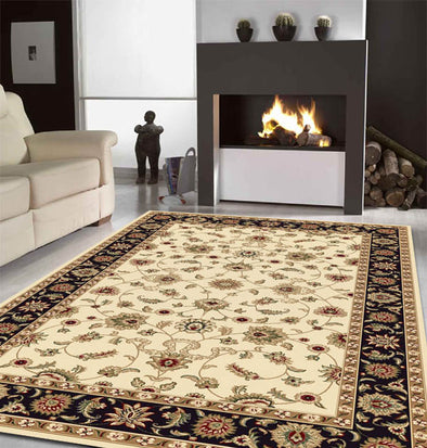 Classic Rug Ivory with Black Border - Fantastic Rugs
