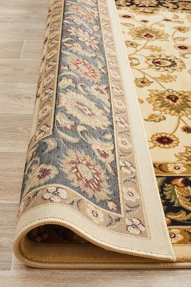 Sydney Collection Classic Rug Ivory With Black Border