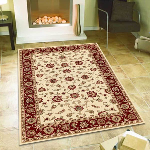 Classic Rug Ivory with Red Border - Fantastic Rugs