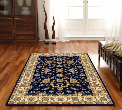 Classic Rug Navy with Ivory Border - Fantastic Rugs