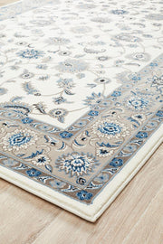 Sydney Collection Classic Rug White With Beige Border