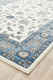 Sydney Collection Classic Rug White With Blue Border