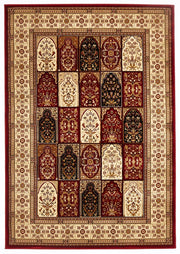 Traditional Panel Design Burgundy with Ivory - Fantastic Rugs