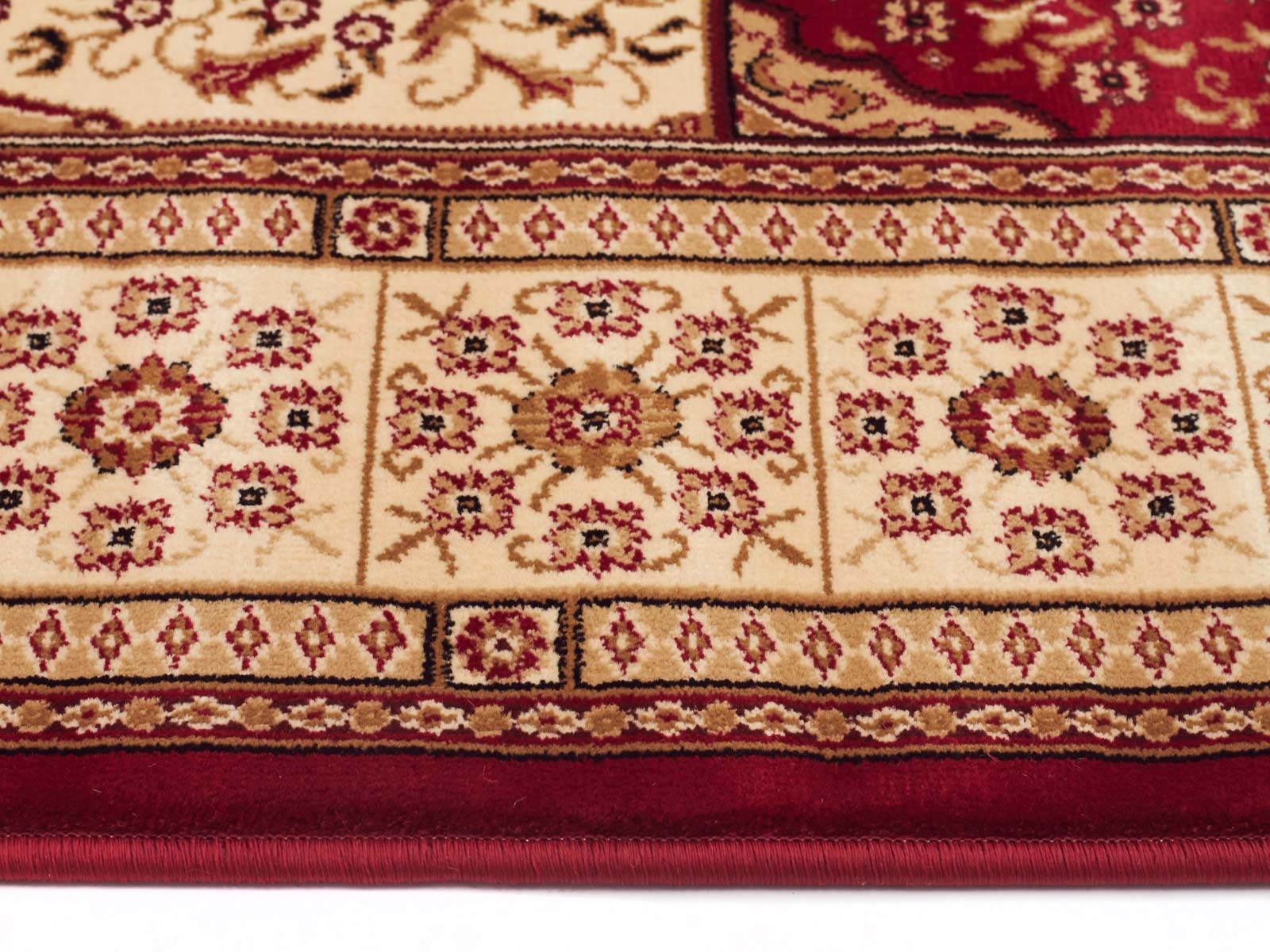 Traditional Panel Design Burgundy with Ivory - Fantastic Rugs