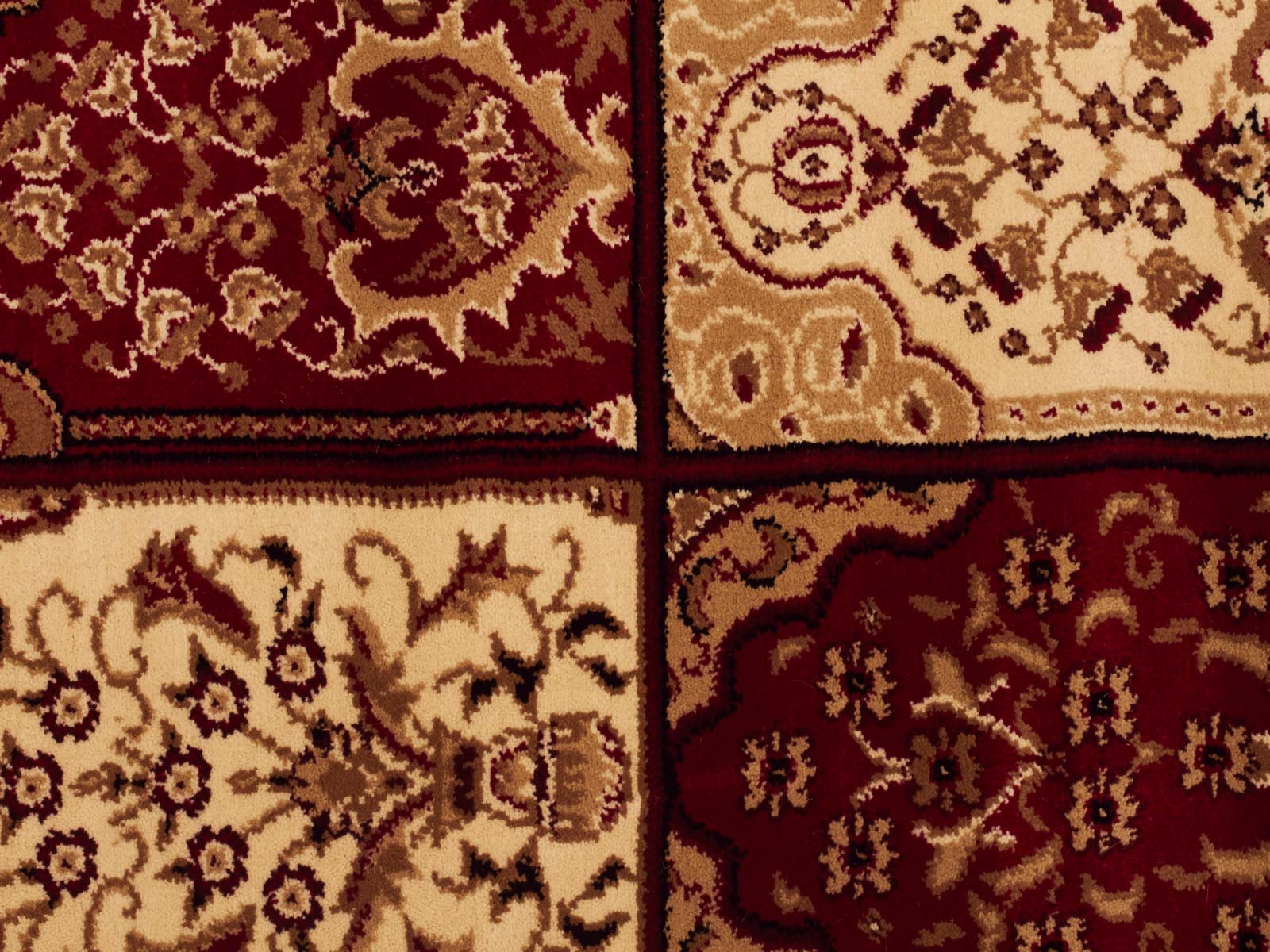 Traditional Panel Design Burgundy with Ivory - Fantastic Rugs