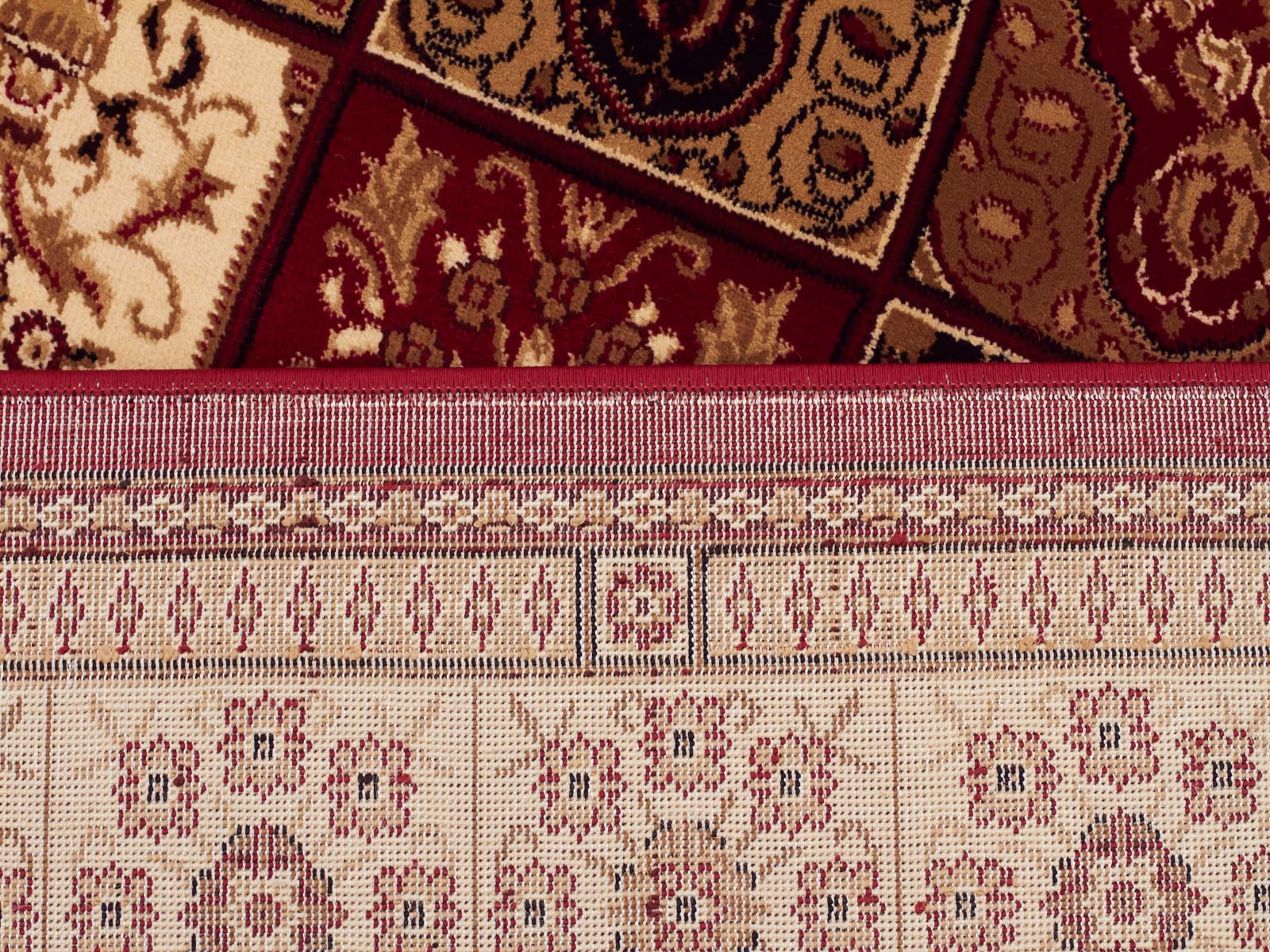 Traditional Panel Design Burgundy with Ivory - Fantastic Rugs