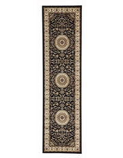 Medallion Rug Black with Ivory Border - Fantastic Rugs