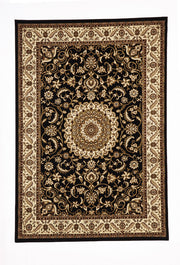 Medallion Rug Black with Ivory Border - Fantastic Rugs