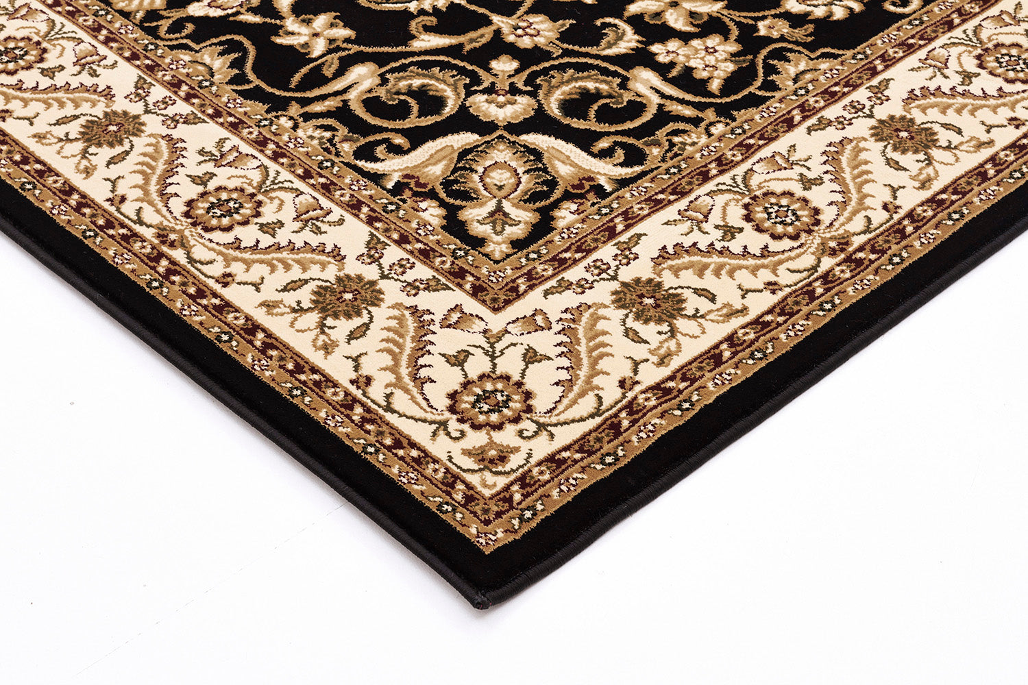 Medallion Rug Black with Ivory Border - Fantastic Rugs