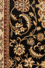 Sydney Collection Medallion Rug Black With Ivory Border