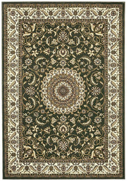 Sydney Collection Medallion Rug Green With Ivory Border