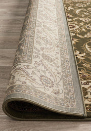 Sydney Collection Medallion Rug Green With Ivory Border