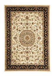 Medallion Rug Ivory with Black Border - Fantastic Rugs