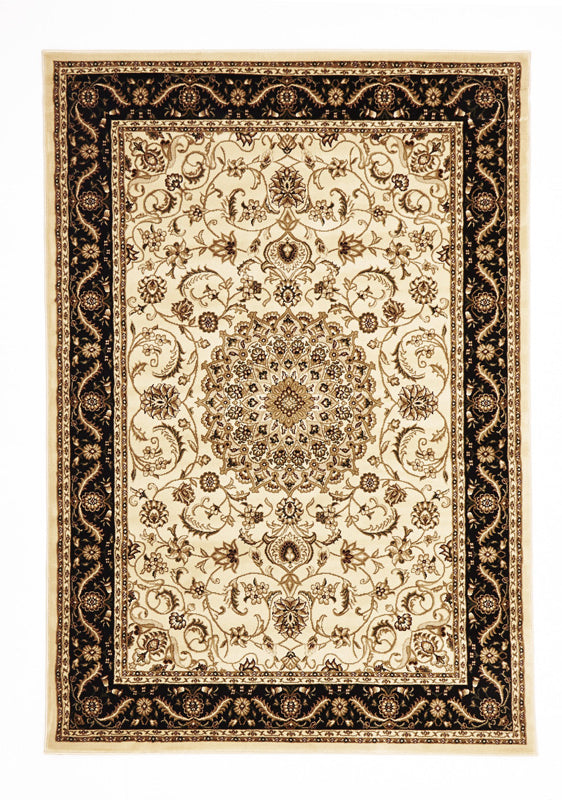 Medallion Rug Ivory with Black Border - Fantastic Rugs