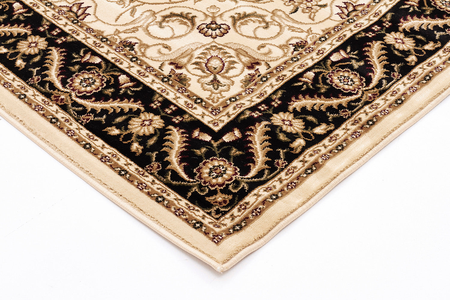 Medallion Rug Ivory with Black Border - Fantastic Rugs