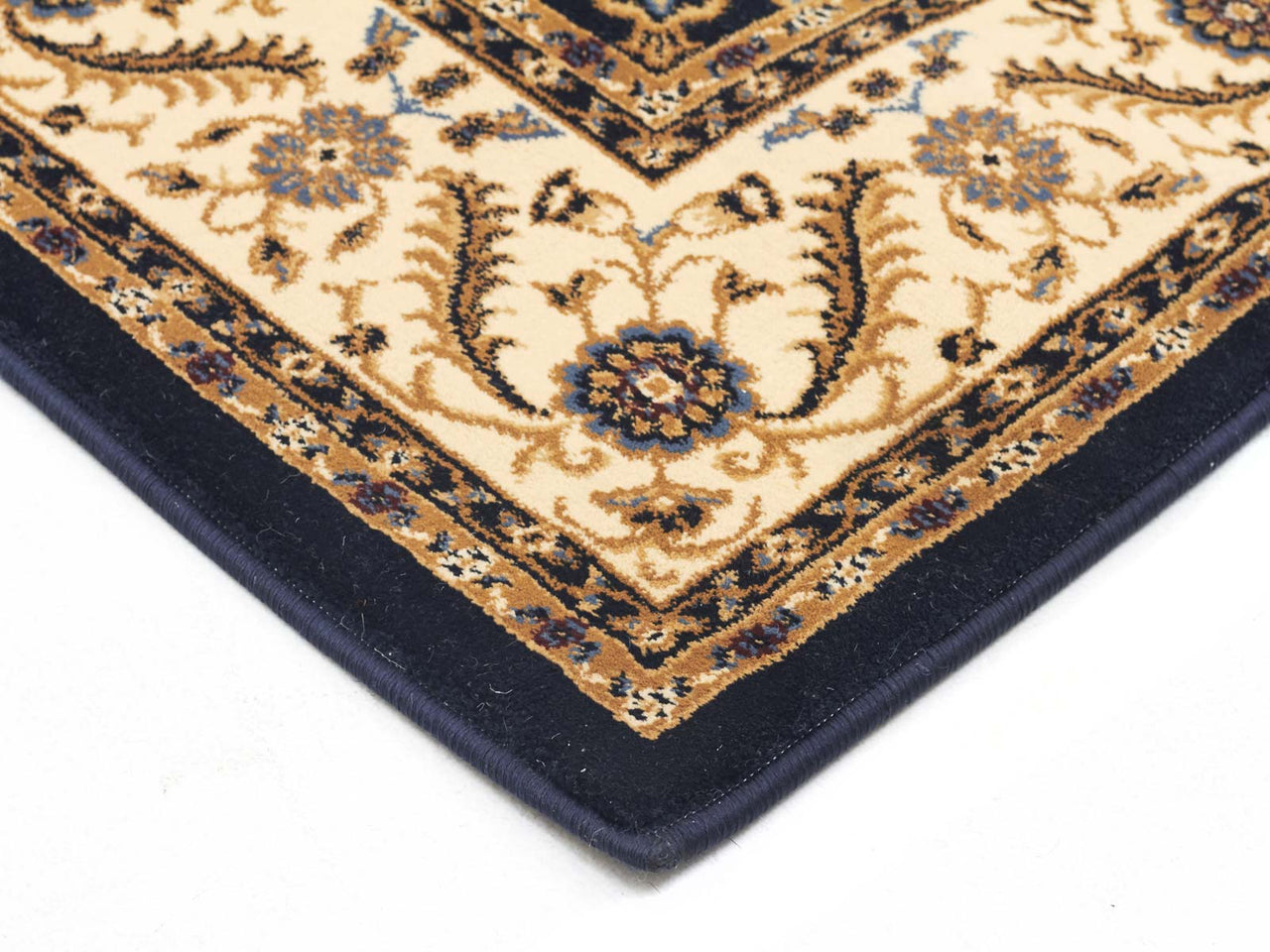 Medallion Rug Navy with Ivory Border - Fantastic Rugs