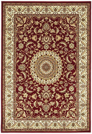 Sydney Collection Medallion Rug Red With Ivory Border