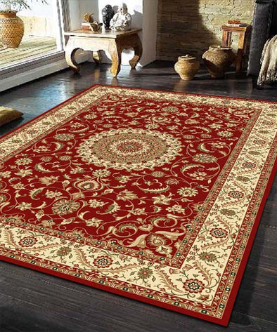 Medallion Rug Red with Ivory Border - Fantastic Rugs