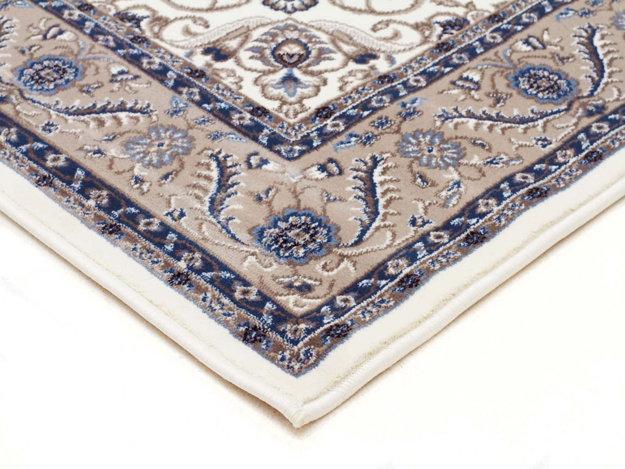 Sydney Medallion Runner White With Beige Border Runner Rug