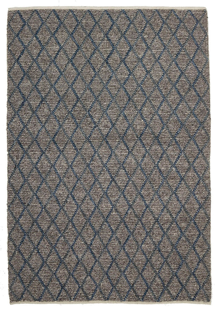 Luxury Madras Felted Wool Rug Blue Grey - Fantastic Rugs